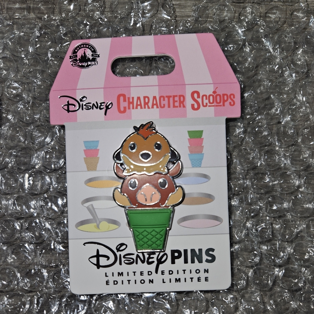 Disney Character Scoop Pins - Timon & Pumba - Rare Set BNWT - Limited Edition